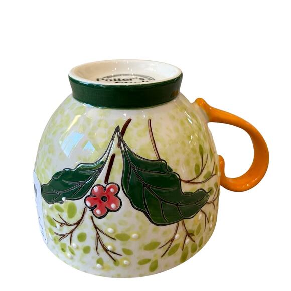 POTTER'S STUDIO Floral Ceramic Coffee or Tea Mug 12oz. Colorful Yellow Trim New - Picture 4 of 15